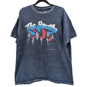The Beatles Union Jack Graphic Tee Vintage Wash Band Tee Rock Revival Size‎ 1X